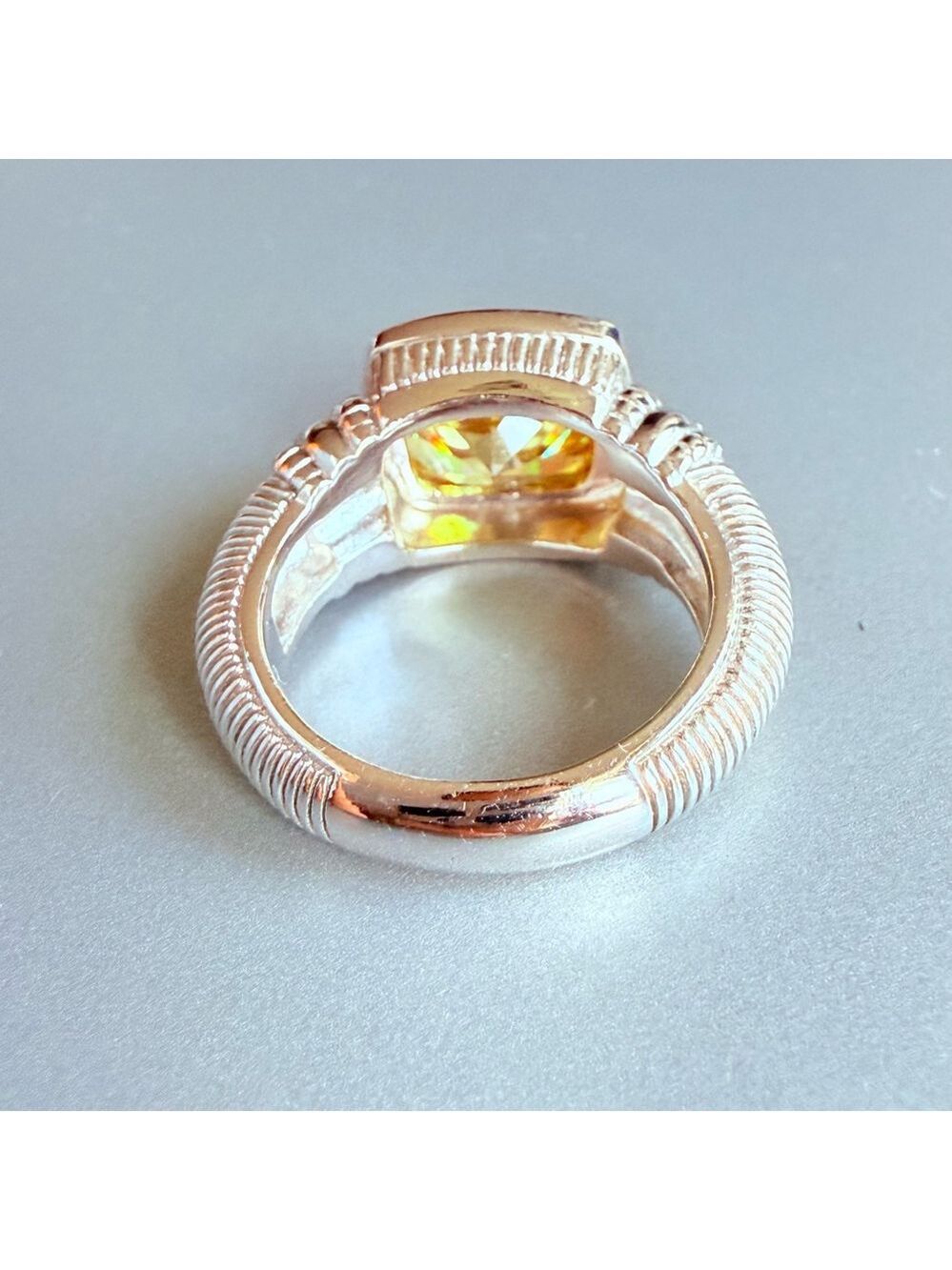 Judith Ripka 3.5 CT Solitaire Canary Crystal & Diamond Sterling Silver 925 Ring - Picture 6 of 12